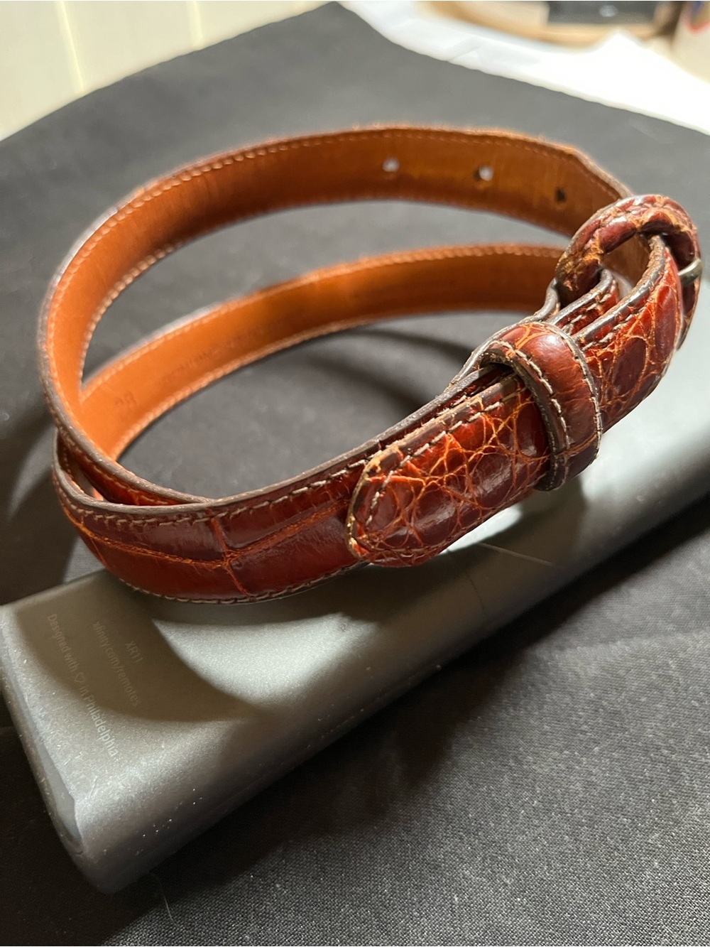 Ralph Lauren Brown Croc-Embossed Leather Belt